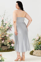 Laden Sie das Bild in den Galerie-Viewer, Mantel Neckholder Silber Übergröße Hochzeit Gast Kleid