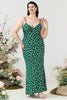 Laden Sie das Bild in den Galerie-Viewer, Grünes Übergröße Brautjungfernkleid mit Blumendruck