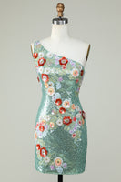 Laden Sie das Bild in den Galerie-Viewer, Eine Schulter Schwarzes Kleid mit Pailletten