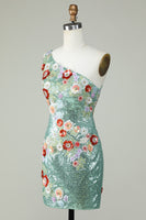 Laden Sie das Bild in den Galerie-Viewer, Eine Schulter Schwarzes Kleid mit Pailletten