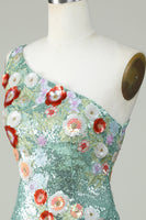 Laden Sie das Bild in den Galerie-Viewer, Eine Schulter Schwarzes Kleid mit Pailletten