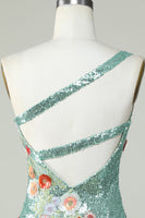 Laden Sie das Bild in den Galerie-Viewer, Eine Schulter Schwarzes Kleid mit Pailletten