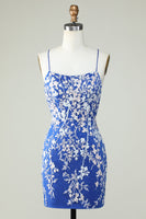 Laden Sie das Bild in den Galerie-Viewer, Dunkelgrünes Spaghettiträger Bodycon Abschlussballkleid mit Applikationen