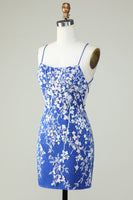 Laden Sie das Bild in den Galerie-Viewer, Dunkelgrünes Spaghettiträger Bodycon Abschlussballkleid mit Applikationen