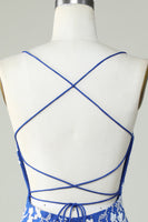 Laden Sie das Bild in den Galerie-Viewer, Dunkelgrünes Spaghettiträger Bodycon Abschlussballkleid mit Applikationen