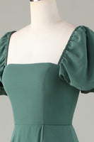 Laden Sie das Bild in den Galerie-Viewer, Chiffon Puffärmel Eukalyptus Brautjungfernkleid