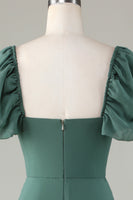 Laden Sie das Bild in den Galerie-Viewer, Chiffon Puffärmel Eukalyptus Brautjungfernkleid