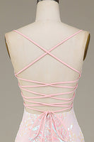 Laden Sie das Bild in den Galerie-Viewer, Meerjungfrau Funkelnd Rosa Ballkleid mit Schlitz