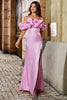 Laden Sie das Bild in den Galerie-Viewer, Stilvolles Meerjungfrau schulterfreies rosa langes Ballkleid mit Rüschen