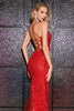 Laden Sie das Bild in den Galerie-Viewer, Glitzerndes Meerjungfrauen Spaghettiträger Rotes Kleid mit Pailletten