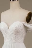 Laden Sie das Bild in den Galerie-Viewer, Elfenbein Boho Chiffon Brautkleid mit Spitze