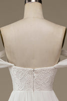 Laden Sie das Bild in den Galerie-Viewer, Elfenbein Boho Chiffon Brautkleid mit Spitze