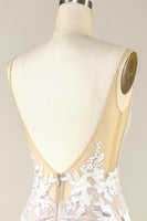 Laden Sie das Bild in den Galerie-Viewer, Elfenbein Meerjungfrauen-Illusion U-Boot-Ausschnitt Spitze Brautkleid