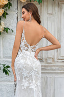 Laden Sie das Bild in den Galerie-Viewer, Elfenbein Meerjungfrauen spitze langes Brautkleid