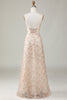 Laden Sie das Bild in den Galerie-Viewer, A-Linie Herzausschnitt Champagner Blume Brautjungfer Kleid
