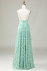 Laden Sie das Bild in den Galerie-Viewer, A-Linie Spaghettiträger ärmelloses grünes Brautjungfernkleid