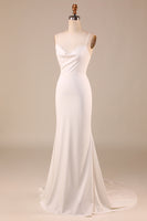 Laden Sie das Bild in den Galerie-Viewer, Einfaches elfenbein Meerjungfrauen Boho Hochzeitskleid