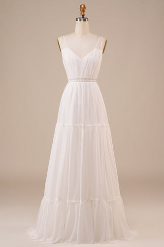 A-Linie Einfaches langes Brautkleid