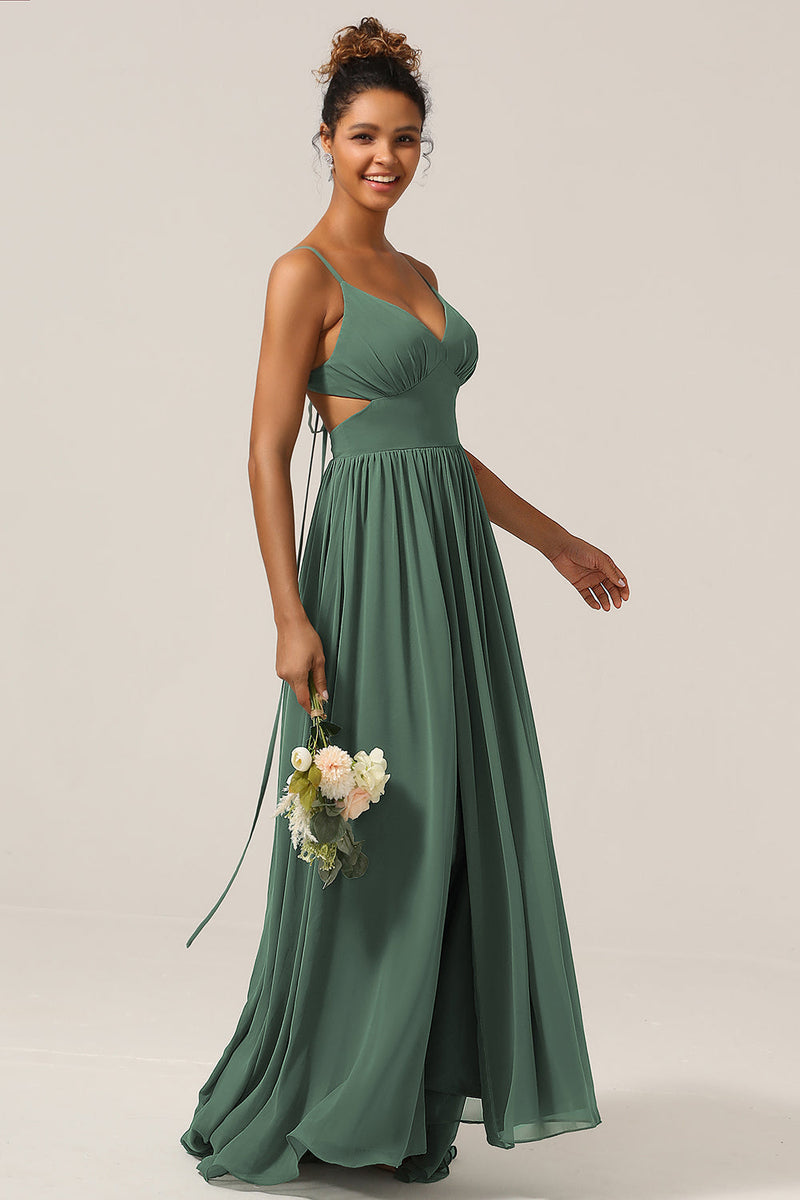 Kleid Eukalyptus Grun Lang