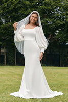 Laden Sie das Bild in den Galerie-Viewer, Einfaches elfenbein Meerjungfrauen rückenfreies Boho Brautkleid