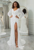 Laden Sie das Bild in den Galerie-Viewer, Einfaches elfenbein Boho Brautkleid mit langen Ärmeln