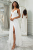 Laden Sie das Bild in den Galerie-Viewer, Elfenbein Hochzeitskleid aus A-Linie Schleppe mit Schlitz