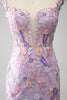 Laden Sie das Bild in den Galerie-Viewer, Mauve Schulterfreies Langes besticktes Meerjungfrauen Ballkleid mit Schlitz