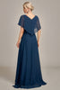 Laden Sie das Bild in den Galerie-Viewer, Marineblaues A-Linie Mutter der Braut Kleid mit Pailletten