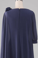 Laden Sie das Bild in den Galerie-Viewer, Etui Knielanges Chiffon Kleid für die Brautmutter mit U-Ausschnitt und Perlen