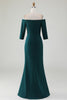 Laden Sie das Bild in den Galerie-Viewer, Dunkelgrünes schulterfreies Meerjungfrau Kleid für die Brautmutter