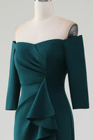 Laden Sie das Bild in den Galerie-Viewer, Dunkelgrünes schulterfreies Meerjungfrau Kleid für die Brautmutter