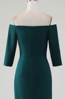 Laden Sie das Bild in den Galerie-Viewer, Dunkelgrünes schulterfreies Meerjungfrau Kleid für die Brautmutter