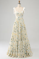 Laden Sie das Bild in den Galerie-Viewer, Elfenbein geblümtes langes Ballkleid in A-Linie
