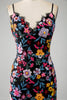 Laden Sie das Bild in den Galerie-Viewer, Schwarzes Blumen Meerjungfrauen Spaghettiträger langes Ballkleid mit Stickerei