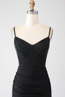 Laden Sie das Bild in den Galerie-Viewer, Mermaid Schwarzes Ballkleid mit Perlen und Rüschen