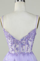 Laden Sie das Bild in den Galerie-Viewer, A-Linie Spaghettiträger Dunkelblaues funkelndes Korsett Abschlussballkleid