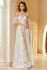 Laden Sie das Bild in den Galerie-Viewer, Wunderschönes A Linie Schulterfreies Weißes Spitze Brautkleid