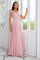 Laden Sie das Bild in den Galerie-Viewer, Rosa Strass Chiffon Kleid der Brautmutter