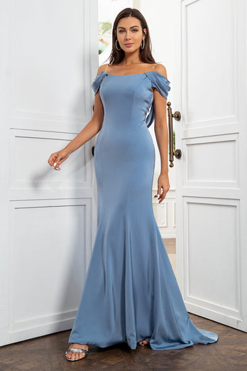 Meerjungfrau Grau Blau Kleid der Brautmutter