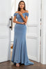 Laden Sie das Bild in den Galerie-Viewer, Meerjungfrau Grau Blau Kleid der Brautmutter