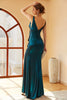 Laden Sie das Bild in den Galerie-Viewer, Pfauenblau Ruched Langes Abendkleid