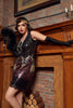 Laden Sie das Bild in den Galerie-Viewer, Schwarz &amp; Rot Kurze Pailletten 1920er Jahre Flapper Kleid