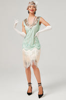 Laden Sie das Bild in den Galerie-Viewer, Pailletten Grün Kurzes Partykleid aus den 1920er Jahren