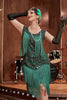 Laden Sie das Bild in den Galerie-Viewer, Champagner 20er Jahre Charleston Kleid mit Pailletten und Fransen