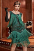 Laden Sie das Bild in den Galerie-Viewer, Blaues Apricot Gatsby Kleid aus den 1920er Jahren mit Pailletten und Fransen