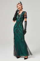 Laden Sie das Bild in den Galerie-Viewer, Elfenbein Pailletten Langes Kleid aus den 1920er Jahren