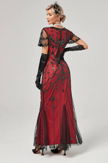 Elfenbein Pailletten Langes Kleid aus den 1920er Jahren