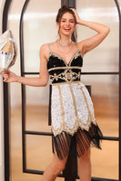 Laden Sie das Bild in den Galerie-Viewer, Weißes Paillettenfransen Etui Abiballkleid