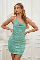 Laden Sie das Bild in den Galerie-Viewer, Fuchsia Pailletten Kurzes Party Kleid