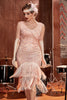 Laden Sie das Bild in den Galerie-Viewer, Blush Pailletten 1920er Jahre Flapper Gatsby Kleid mit Fransen